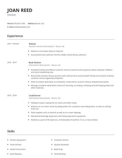 Shelver Resume