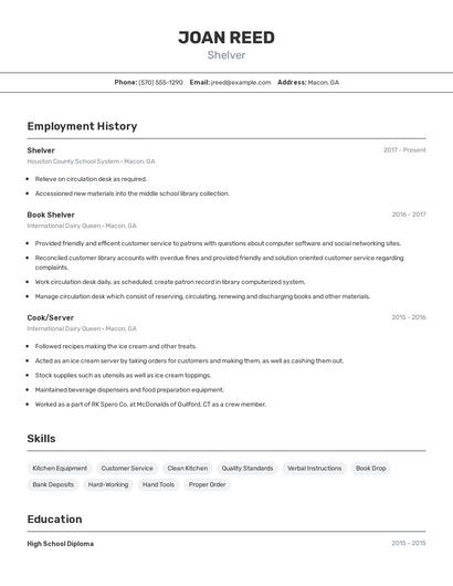 Shelver Resume