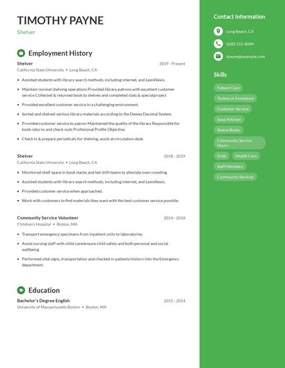 Shelver Resume