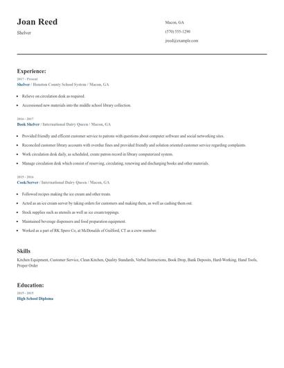 Shelver Resume