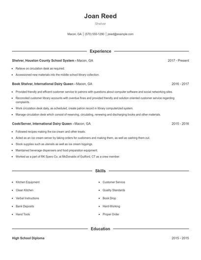 Shelver Resume
