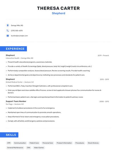 Shepherd Resume