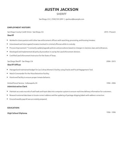 Sheriff Resume