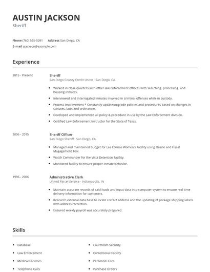 Sheriff Resume