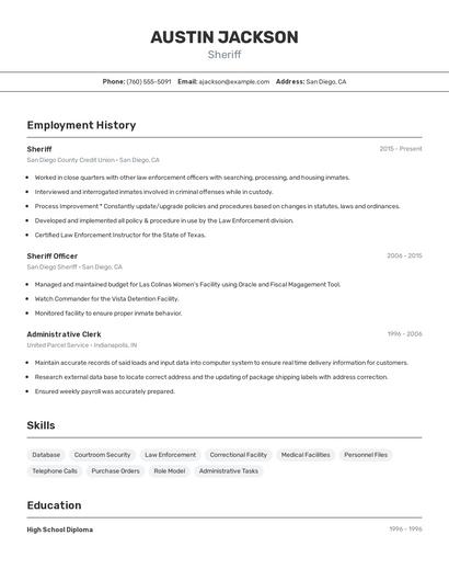 Sheriff Resume