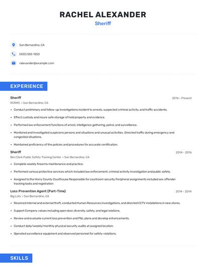 Sheriff Resume