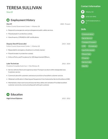 Sheriff Resume