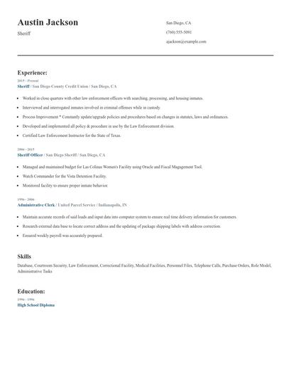 Sheriff Resume
