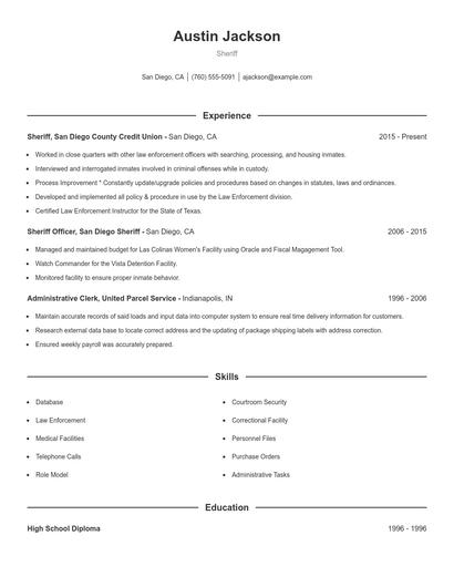 Sheriff Resume