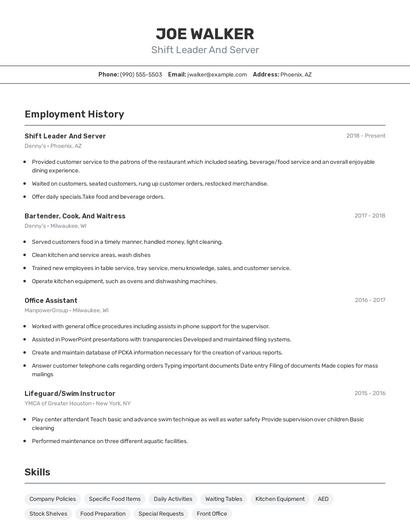 Resume example 2