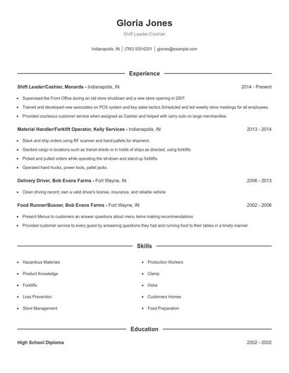 Resume example 1