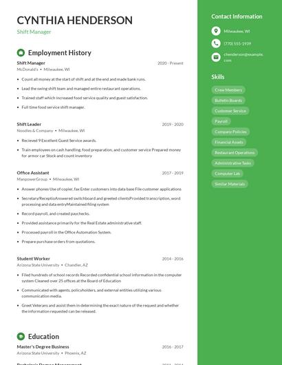 Resume example 4