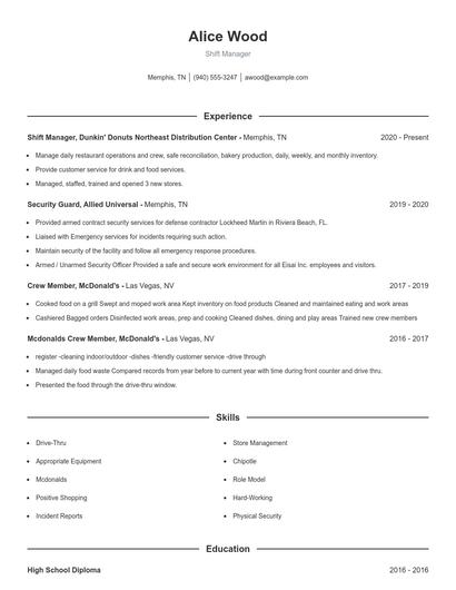 Resume example 1