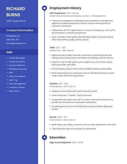 Shift Supervisor Resume