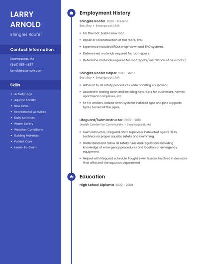 Shingles Roofer Resume