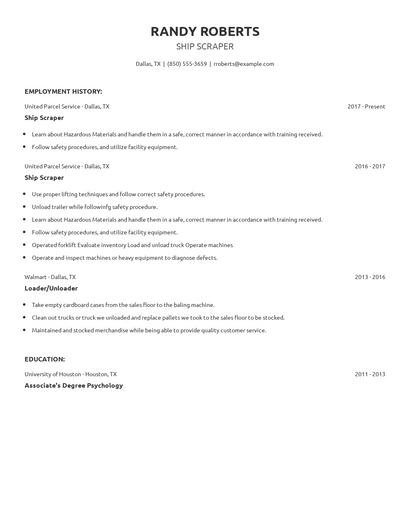 Ship Scraper Resume