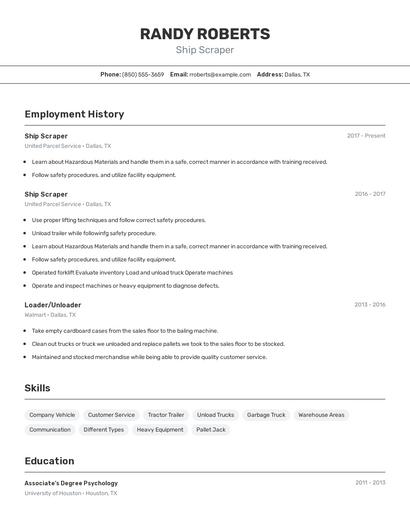Ship Scraper Resume