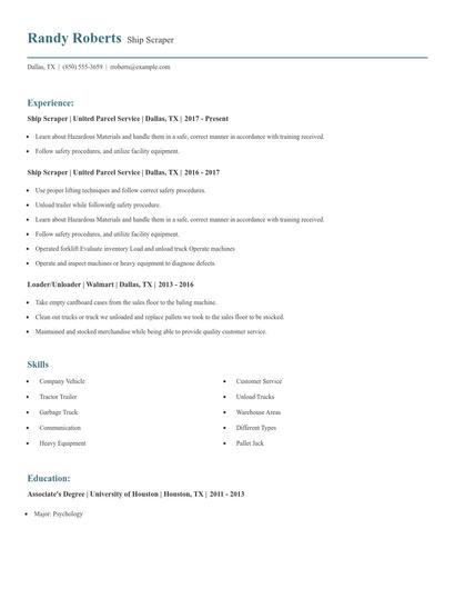 Ship Scraper Resume