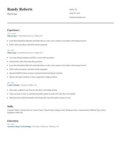 Ship Scraper Resume
