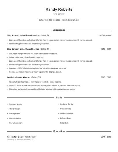 Ship Scraper Resume