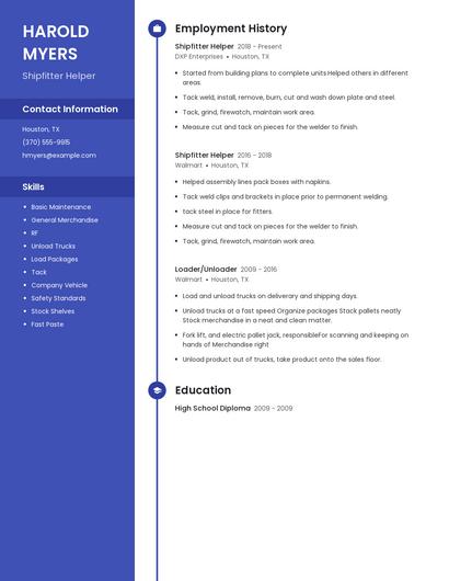 Shipfitter Helper Resume