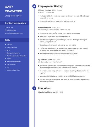 Shipper Receiver Resume