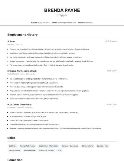 Resume example 2