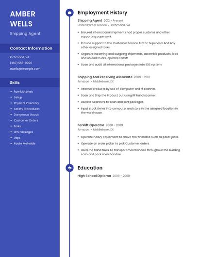 Shipping Agent Resume