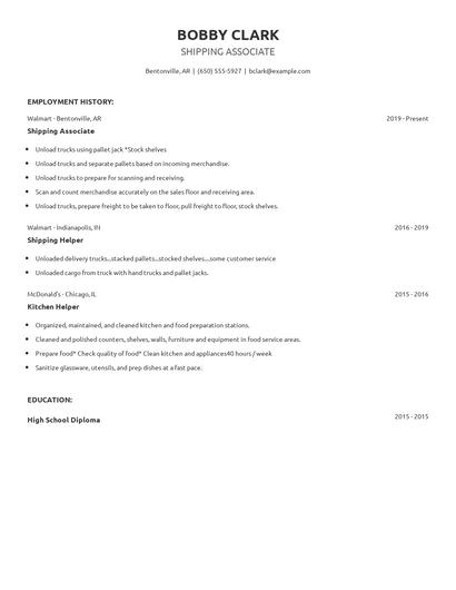 Shipping Associate Resume