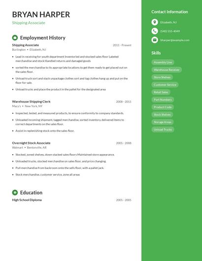 Shipping Associate Resume