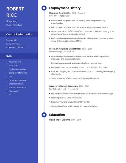 Shipping Coordinator Resume