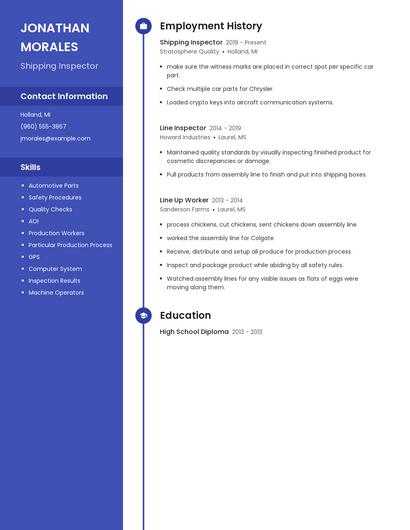 Shipping Inspector Resume