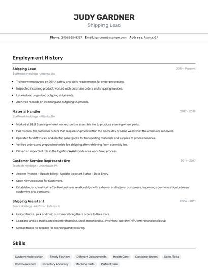 Resume example 2