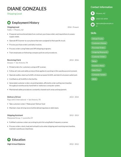 Resume example 5