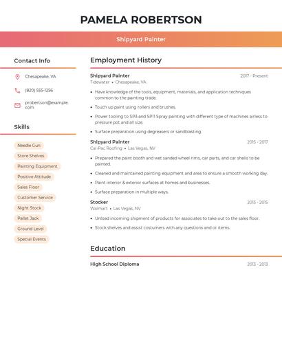Shipyard Painter Resume