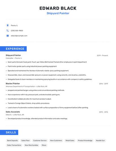 Shipyard Painter Resume