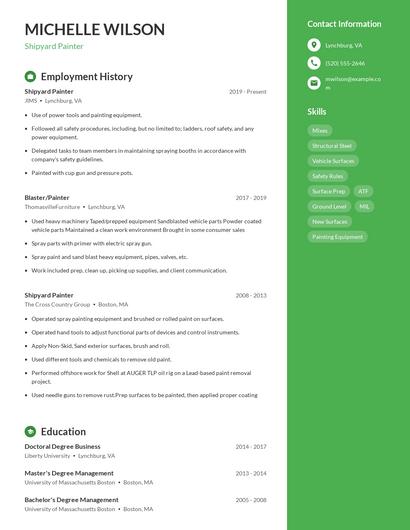 Shipyard Painter Resume