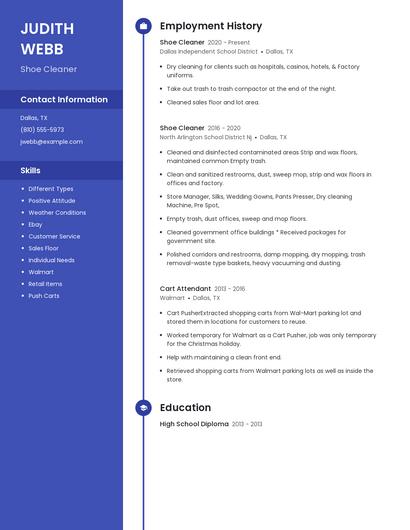 Shoe Cleaner Resume