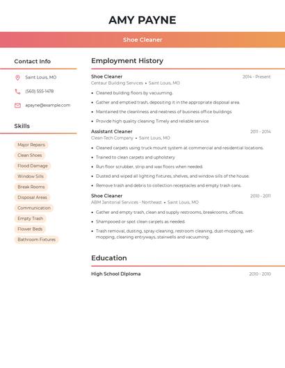 Shoe Cleaner Resume