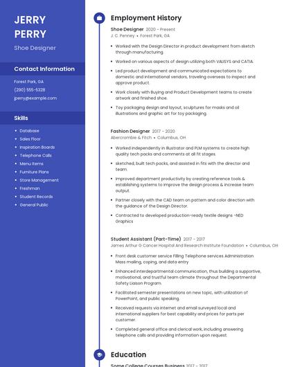 Shoe Designer Resume