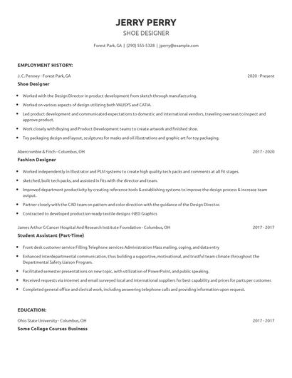 Shoe Designer Resume