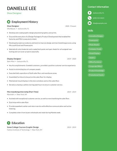 Shoe Designer Resume