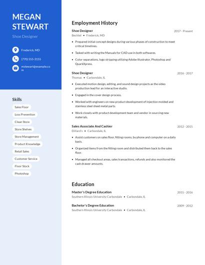 Shoe Designer Resume