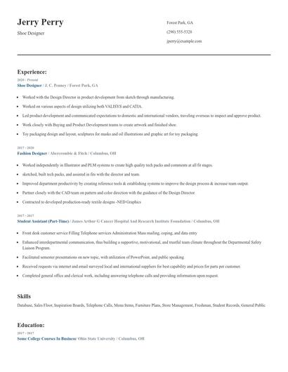 Shoe Designer Resume