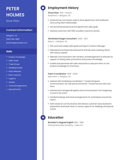 Shoe Fitter Resume