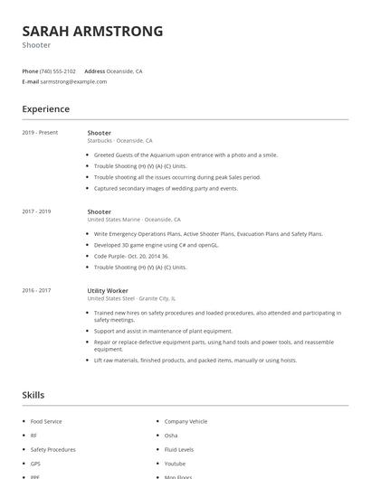 Shooter Resume