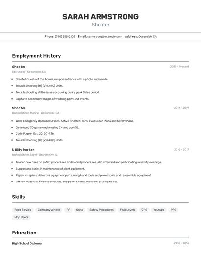 Shooter Resume