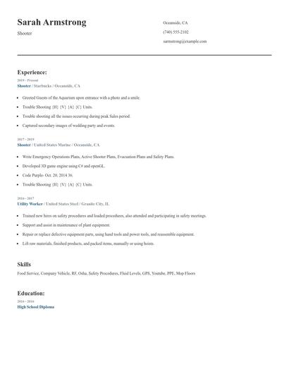 Shooter Resume
