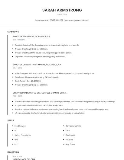 Shooter Resume