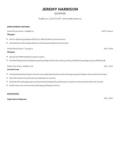 Shopper Resume